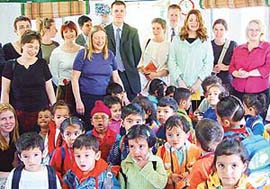 Students of Strawberry Fields welcome teachers from the UK in Sector 24
