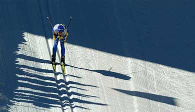 Sweden's Per Elofsson skis during the Men's 4x10km Team Relay event