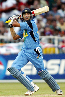 India's Yuvraj Singh hits a shot during a group A match
