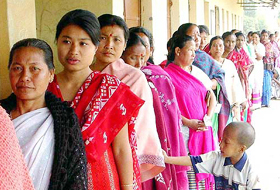 Tribal women come out in large numbers to cast their vote