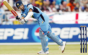 India's Rahul Dravid hits shot during a group A match