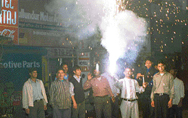 Indias victory over Pakistan being celebrated
