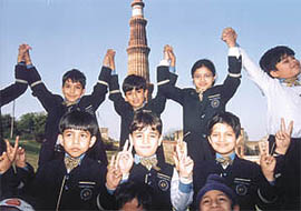 Students of Children’s Valley School at Qutab Minar.