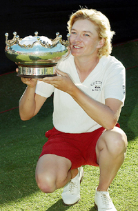 Scotland's Mhairi McKay holds the Women's Australian Golf Open trophy