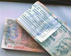 Stapled wads of currency notes