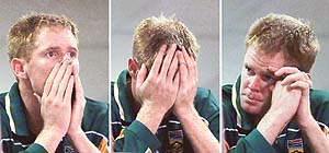 Combination pictures of a disappointed and despondent South African captain Shaun Pollock