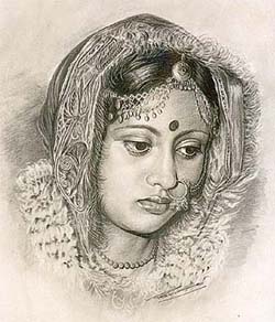Dulhan, a pencil sketch, by Verma