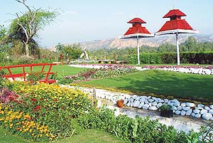 Beautiful landscaping, perfectly manicured flower beds