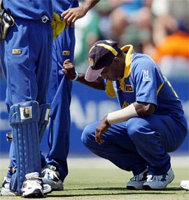 Sri Lanka's captain Sanath Jayasuriya takes rest