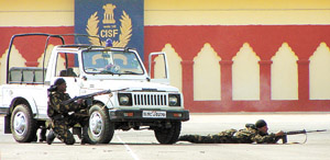 A demonstration by commandos on the eve of CISF Raising Day in the Capital