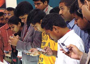 Visitors at Convergence India 2003, which was inaugurated today at Pragati Maidan