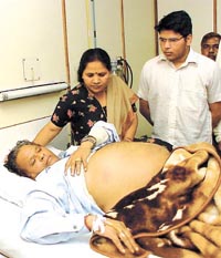Rattan Lal Kataria, MP, being treated at RML Hospital for the injuries he reportedly sustained in a police lathi-charge