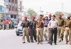 Cops patrol Sarabha Nagar Market 