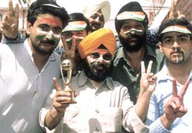 National Akali Dal president Paramjit Singh Pamma with supporters after a yagna