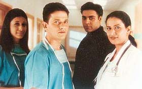 Kabir in blue as Dr Rizwan in Dhadkan: A much-in-demand star.