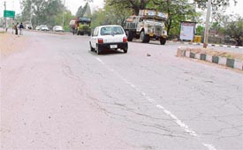 Depressions and cracks that have appeared along a 1-km-long stretch