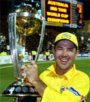Australian captain Ricky Ponting holds the World Cup