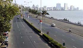 A deserted Marine Drive on the eve of the World Cup final between India and Australia
