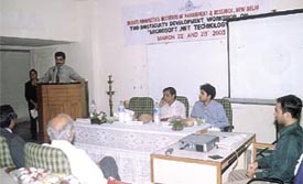 Dr S.S. Vernekar addressing guests at the two-day faculty workshop