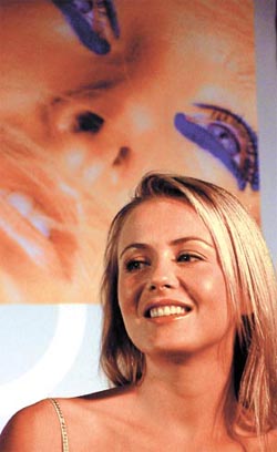 World-renowned model Petra at a press conference announcing the launch of the Indian operations 