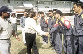Northern Railway General Manager R. K. Singh meeting the Railway cyclists