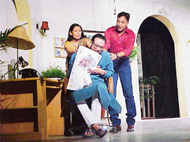 A scene from play Hai Mera Dil that was staged at the Guru Nanak Bhavan 