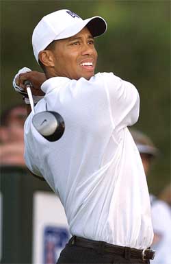 Tiger Woods watches his last tee shot of the day during the second round at the Players Championship in Ponte Verda Beach, Florida