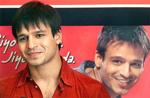 Bollywood heartthrob Vivek Oberoi reacts during a news conference