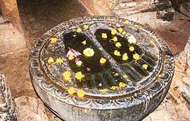 Buddhapada, footprints of Lord Buddha, engraved on a circular stone