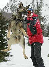 James Burwick rewards his dog