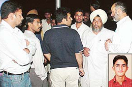 Relatives of the victim at the PGI, Chandigarh, after hearing the news about the stabbing incident on Tuesday. (Inset) The victim, Randeep Singh.