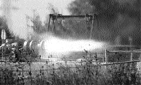 Engineers test-fire a rocket containing a paraffin-based hybrid-rocket fuel