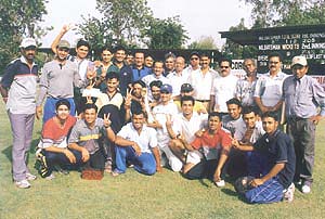 The Youngsters Club with the SAIL Cricket Trophy at the Mohan Nagar Stadium