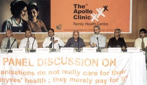 Panelists at a discussion organised by Apollo Health & Lifestyle Ltd 