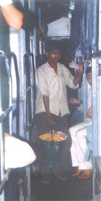 An unauthorized vendor selling unhygienic food to the passengers at Panipat Railway Station
