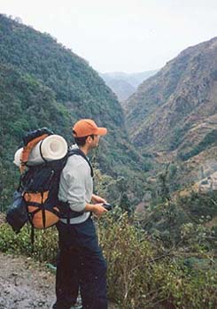 The Tehri hills loom large in the backdrop