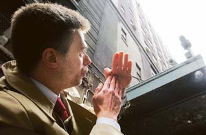 Bill Brown points out some of the hundreds of surveillance cameras looking at public areas like the sidewalks of New York. 