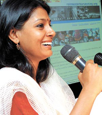 Nandita Das at the launch of a public service advertisement promoting rainwater harvesting in the Capital on Tuesday. 