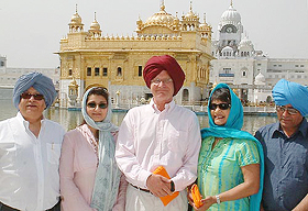 Lord Williams, Leader of the House of Lords, Britain, after paying obeisance at the Golden Temple, Amritsar, on Thursday.