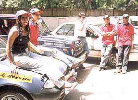 Raring to go: Some of the participants getting set for the Maruti Rally Desert Storm