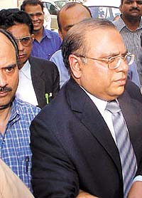 Former High Court Judge Shamit Mukherjee, who was arrested yesterday on corruption charges by the CBI, being produced in the court
