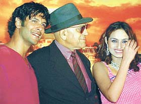 Bollywood actor and model Millind Soman and newcomer Natanya Sen accompanied by Amrish Puri were in the Capital to promote their film, Surya