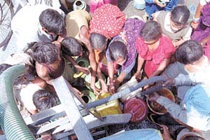 The scramble for water in East Delhi. 