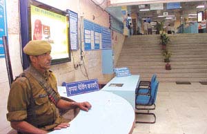 A deserted Parliament Street branch of the State Bank of India during the one-day bank strike in the Capital on Friday.