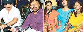Artistes perform at Shiv Kumar Batalvi nite organised at Pracheen Kala Kendra, Chandigarh, on Monday. 