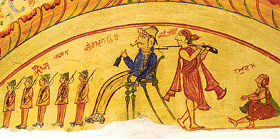 An English military officer depicted on the temple wall