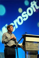 Microsoft Chairman Bill Gates gives the keynote address 