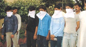 Five youths involved in chain snatching being paraded by the police