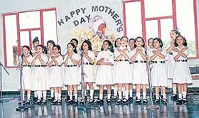 Students of Delhi Public School, Sector 40, Chandigarh, celebrates Mothers Day on Friday.