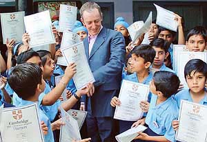 Mr Mark Walker from the British Council Division, New Delhi, interacts with students of DAV Public School, Sector 8, Chandigarh
